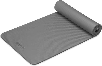 Thick Yoga Mat, Exercise & Fitness Mat with Easy-Cinch Carrying Strap | Non-Slip NBR Foam | Joint Cushioning | Yoga, Pilates, Fitness & Floor Workouts | 72"L x 24"W