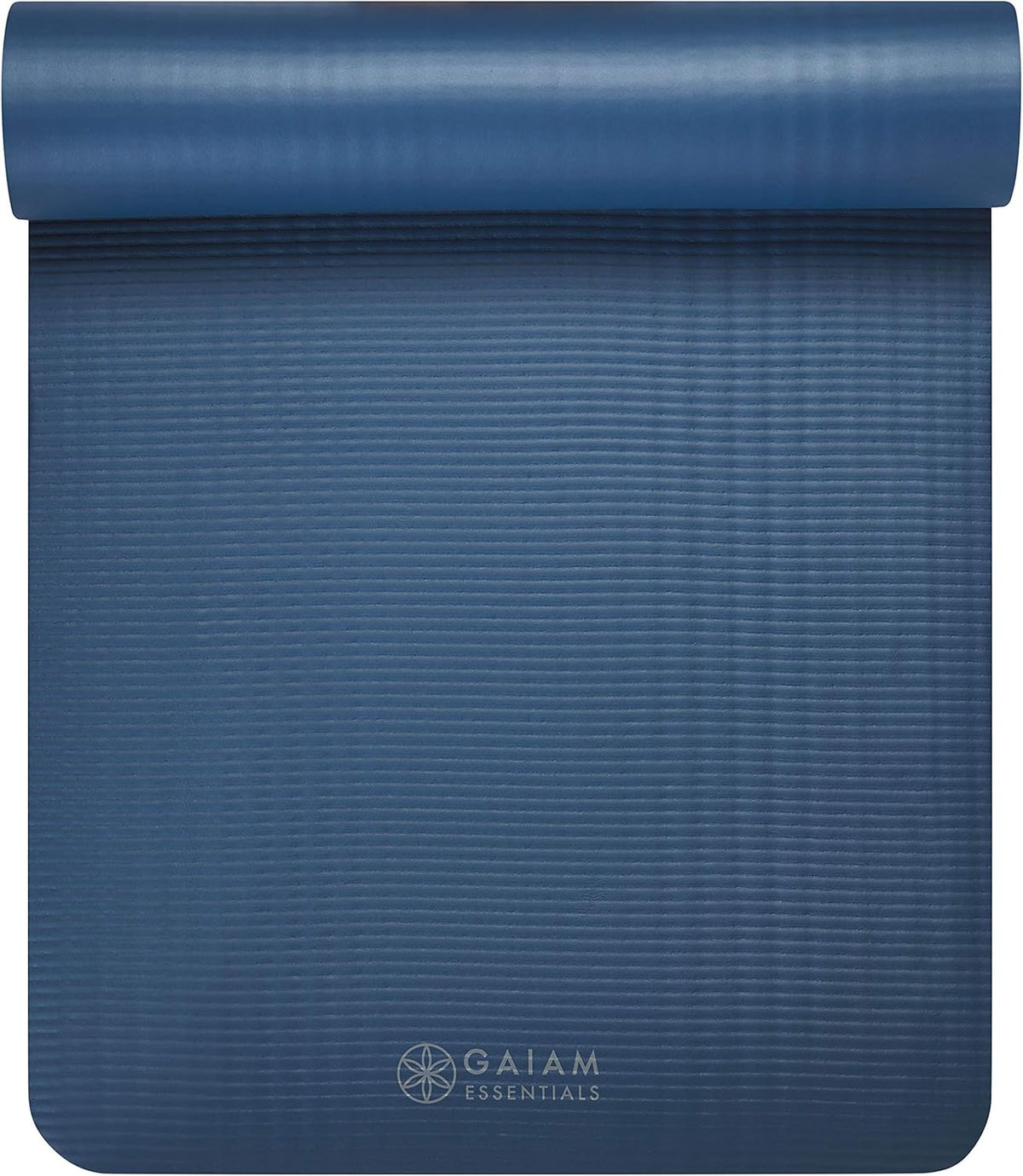 Thick Yoga Mat, Exercise & Fitness Mat with Easy-Cinch Carrying Strap | Non-Slip NBR Foam | Joint Cushioning | Yoga, Pilates, Fitness & Floor Workouts | 72"L x 24"W