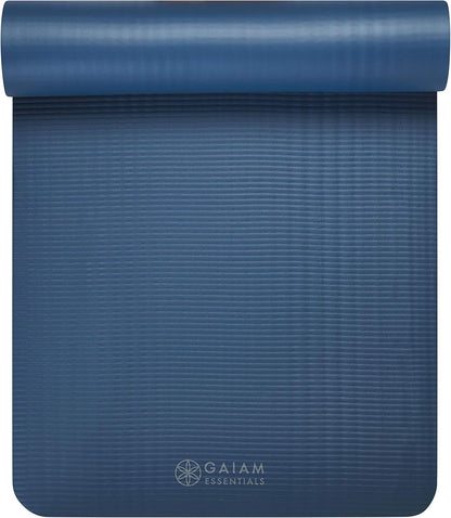 Thick Yoga Mat, Exercise & Fitness Mat with Easy-Cinch Carrying Strap | Non-Slip NBR Foam | Joint Cushioning | Yoga, Pilates, Fitness & Floor Workouts | 72"L x 24"W