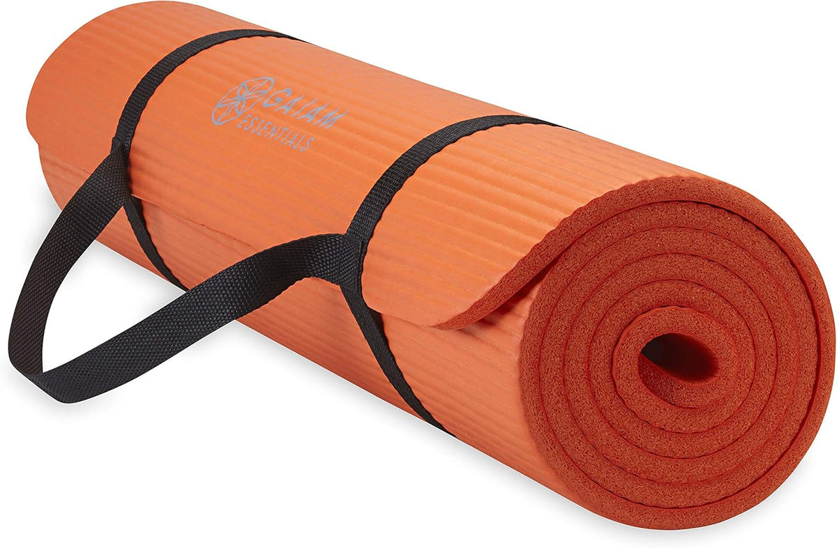 Thick Yoga Mat, Exercise & Fitness Mat with Easy-Cinch Carrying Strap | Non-Slip NBR Foam | Joint Cushioning | Yoga, Pilates, Fitness & Floor Workouts | 72"L x 24"W