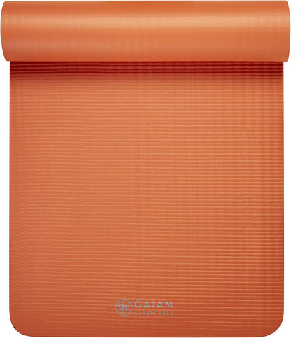 Thick Yoga Mat, Exercise & Fitness Mat with Easy-Cinch Carrying Strap | Non-Slip NBR Foam | Joint Cushioning | Yoga, Pilates, Fitness & Floor Workouts | 72"L x 24"W