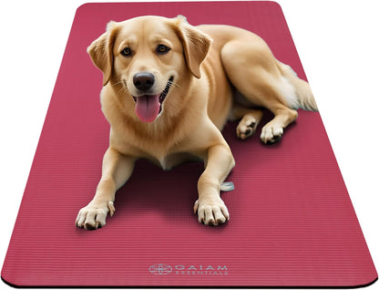 Thick Yoga Mat, Exercise & Fitness Mat with Easy-Cinch Carrying Strap | Non-Slip NBR Foam | Joint Cushioning | Yoga, Pilates, Fitness & Floor Workouts | 72"L x 24"W
