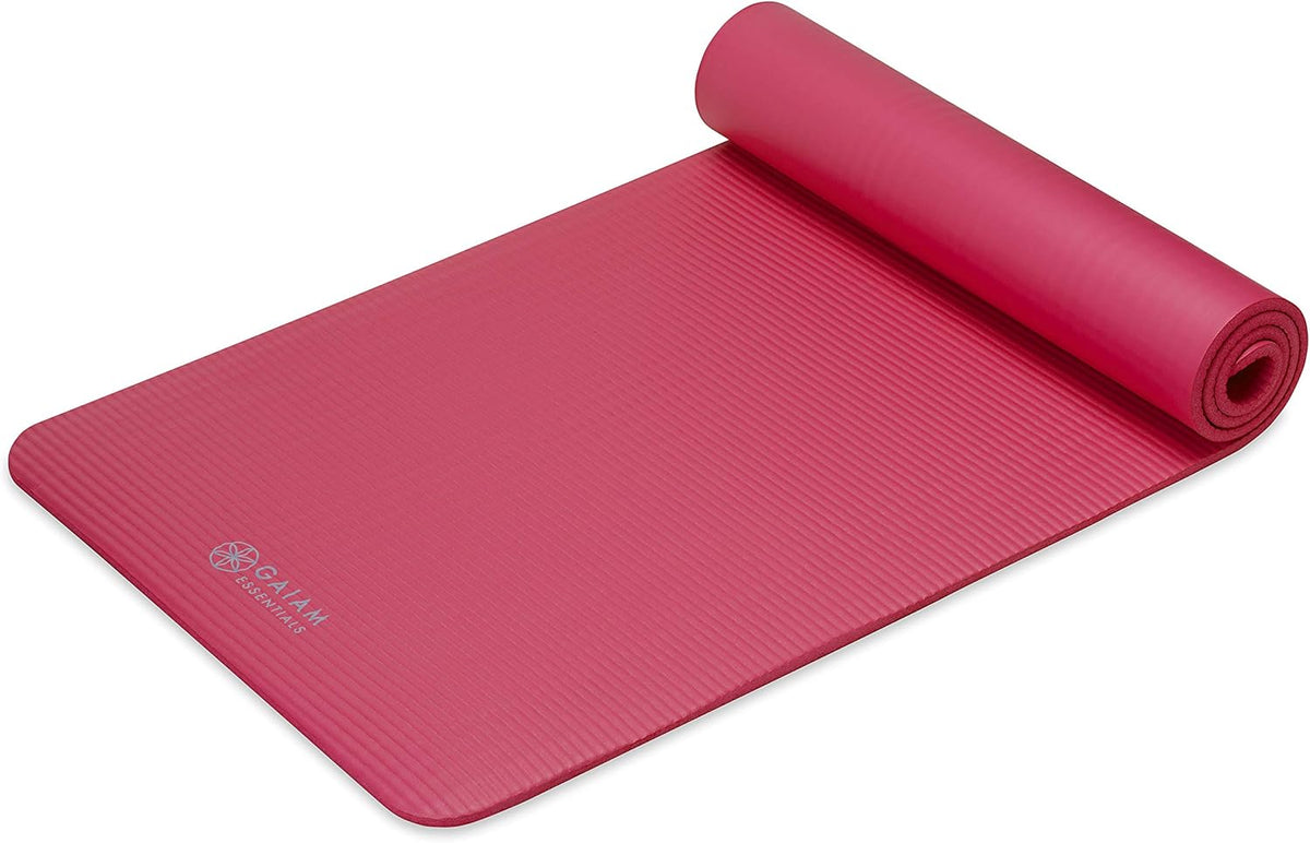 Thick Yoga Mat, Exercise & Fitness Mat with Easy-Cinch Carrying Strap | Non-Slip NBR Foam | Joint Cushioning | Yoga, Pilates, Fitness & Floor Workouts | 72"L x 24"W
