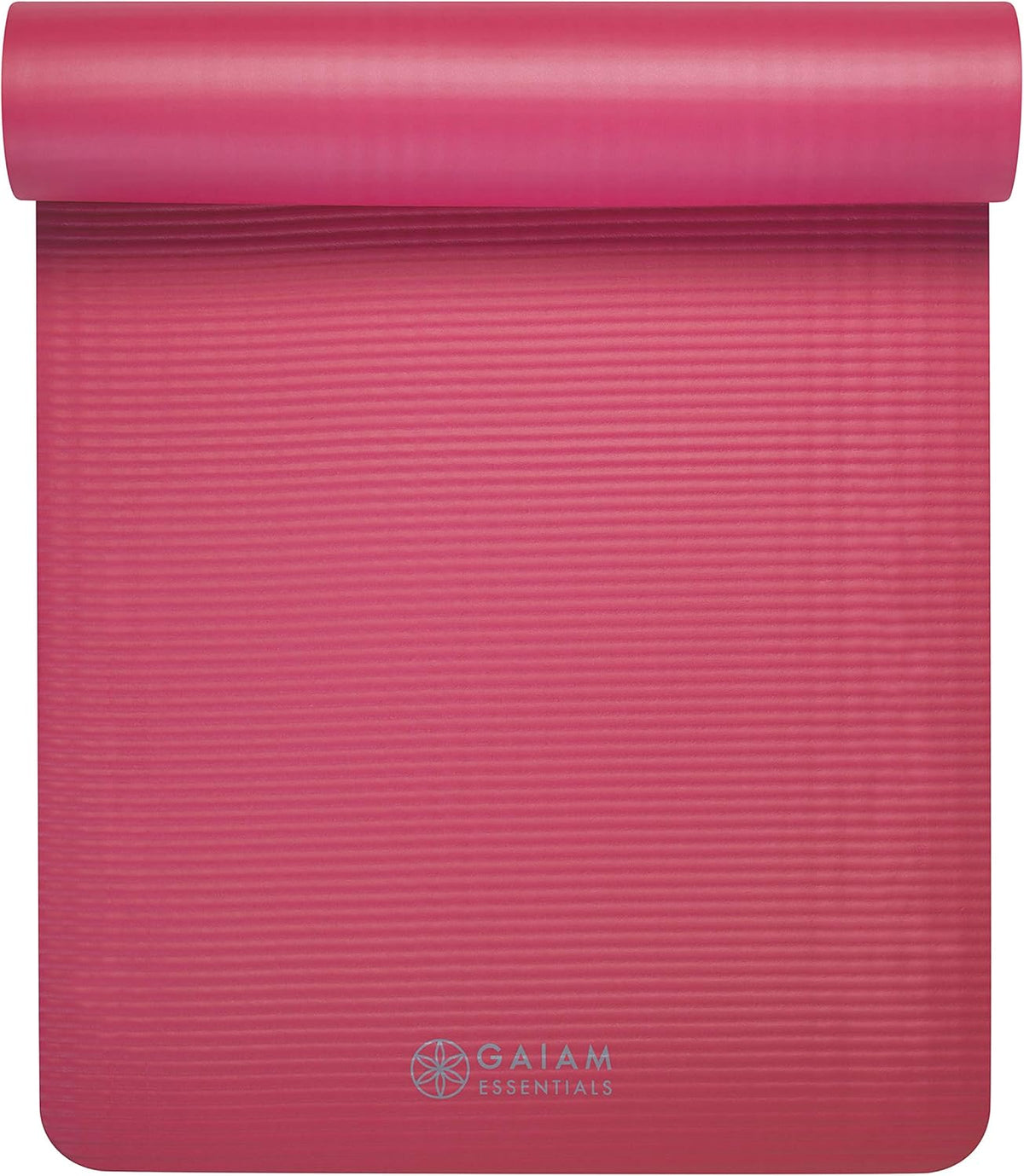 Thick Yoga Mat, Exercise & Fitness Mat with Easy-Cinch Carrying Strap | Non-Slip NBR Foam | Joint Cushioning | Yoga, Pilates, Fitness & Floor Workouts | 72"L x 24"W