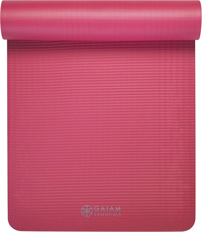 Thick Yoga Mat, Exercise & Fitness Mat with Easy-Cinch Carrying Strap | Non-Slip NBR Foam | Joint Cushioning | Yoga, Pilates, Fitness & Floor Workouts | 72"L x 24"W