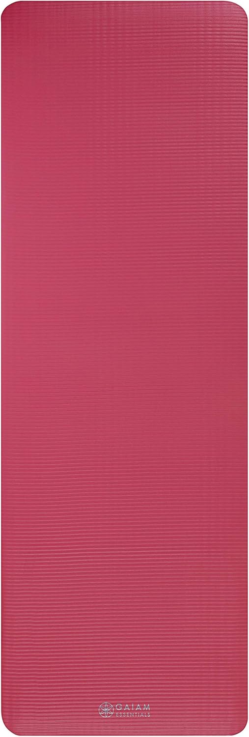 Thick Yoga Mat, Exercise & Fitness Mat with Easy-Cinch Carrying Strap | Non-Slip NBR Foam | Joint Cushioning | Yoga, Pilates, Fitness & Floor Workouts | 72"L x 24"W