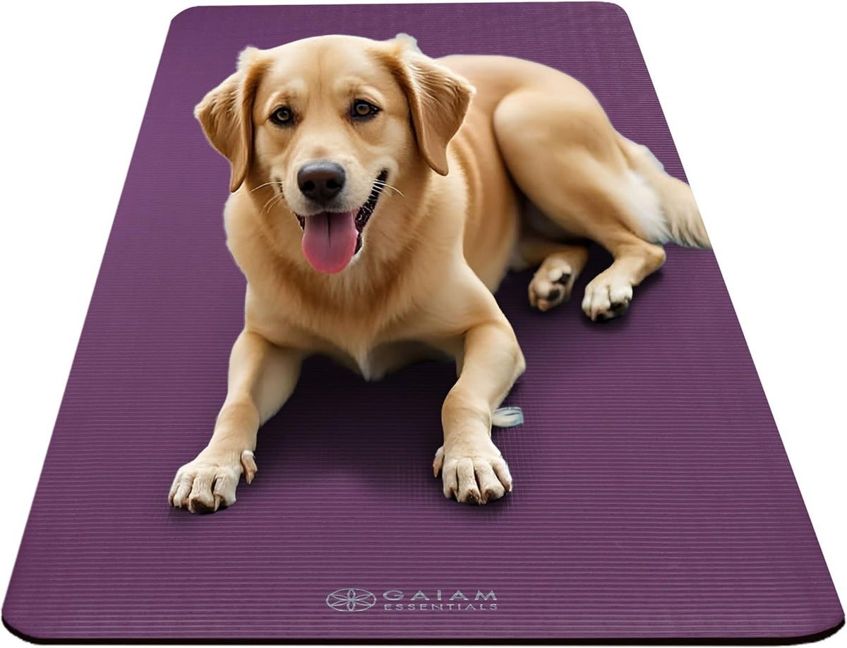 Thick Yoga Mat, Exercise & Fitness Mat with Easy-Cinch Carrying Strap | Non-Slip NBR Foam | Joint Cushioning | Yoga, Pilates, Fitness & Floor Workouts | 72"L x 24"W