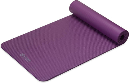 Thick Yoga Mat, Exercise & Fitness Mat with Easy-Cinch Carrying Strap | Non-Slip NBR Foam | Joint Cushioning | Yoga, Pilates, Fitness & Floor Workouts | 72"L x 24"W