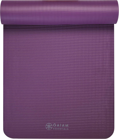 Thick Yoga Mat, Exercise & Fitness Mat with Easy-Cinch Carrying Strap | Non-Slip NBR Foam | Joint Cushioning | Yoga, Pilates, Fitness & Floor Workouts | 72"L x 24"W