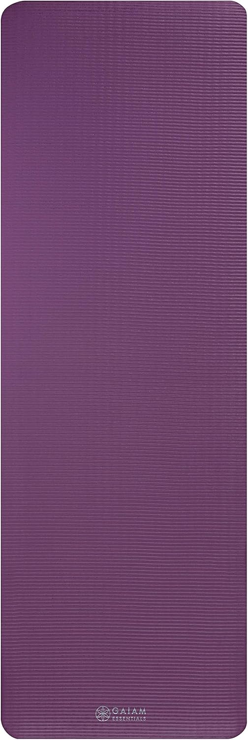 Thick Yoga Mat, Exercise & Fitness Mat with Easy-Cinch Carrying Strap | Non-Slip NBR Foam | Joint Cushioning | Yoga, Pilates, Fitness & Floor Workouts | 72"L x 24"W