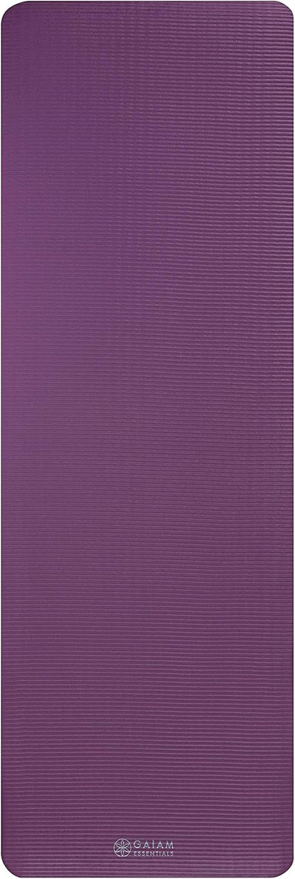 Thick Yoga Mat, Exercise & Fitness Mat with Easy-Cinch Carrying Strap | Non-Slip NBR Foam | Joint Cushioning | Yoga, Pilates, Fitness & Floor Workouts | 72"L x 24"W