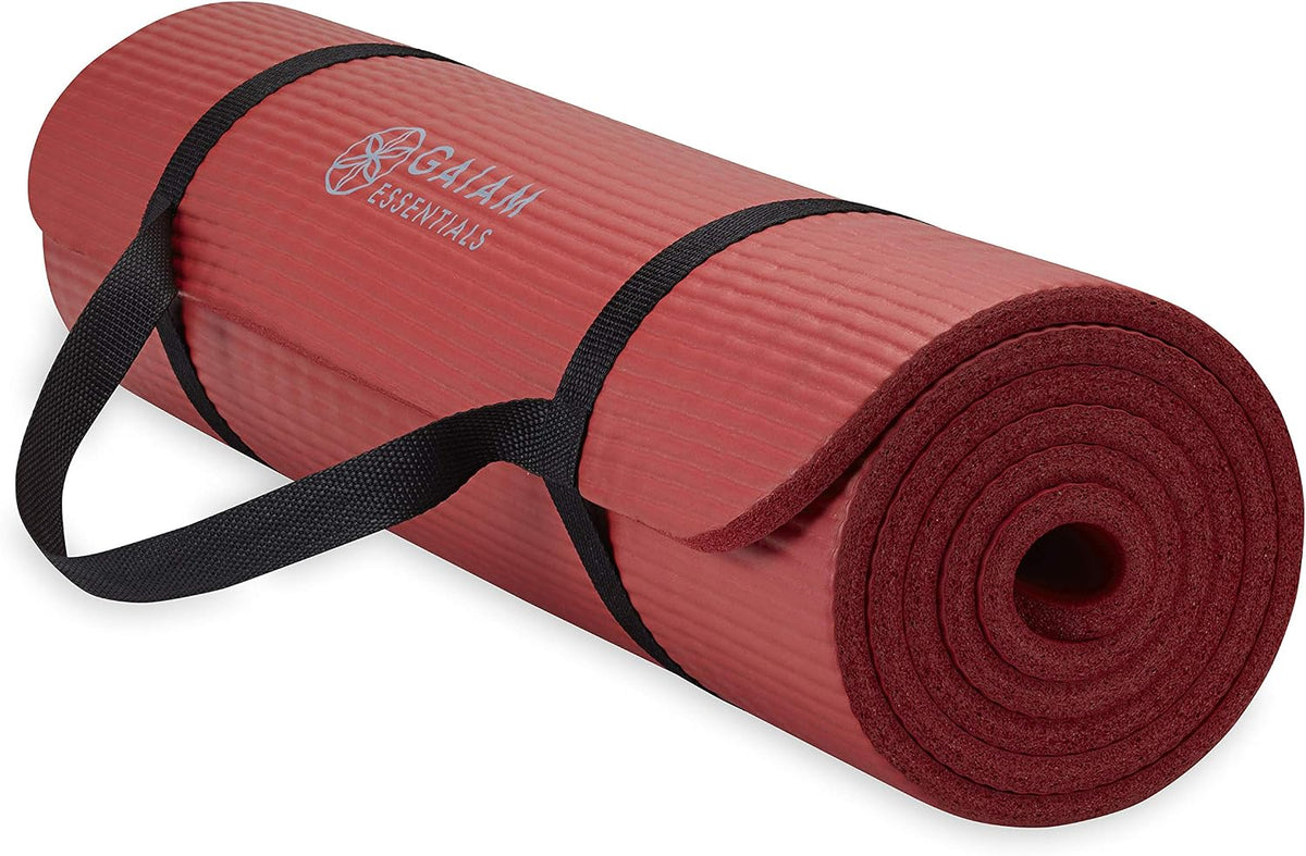 Thick Yoga Mat, Exercise & Fitness Mat with Easy-Cinch Carrying Strap | Non-Slip NBR Foam | Joint Cushioning | Yoga, Pilates, Fitness & Floor Workouts | 72"L x 24"W