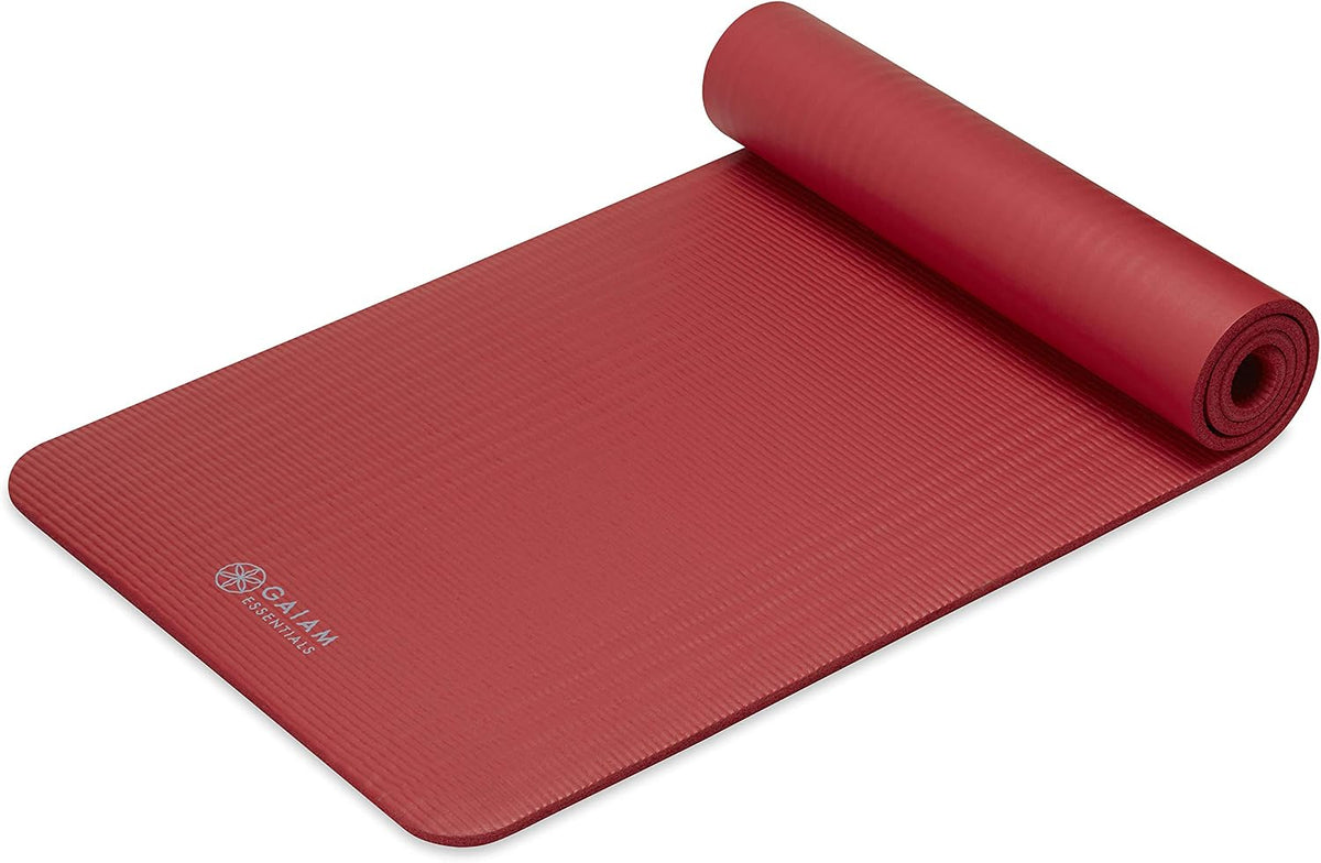 Thick Yoga Mat, Exercise & Fitness Mat with Easy-Cinch Carrying Strap | Non-Slip NBR Foam | Joint Cushioning | Yoga, Pilates, Fitness & Floor Workouts | 72"L x 24"W