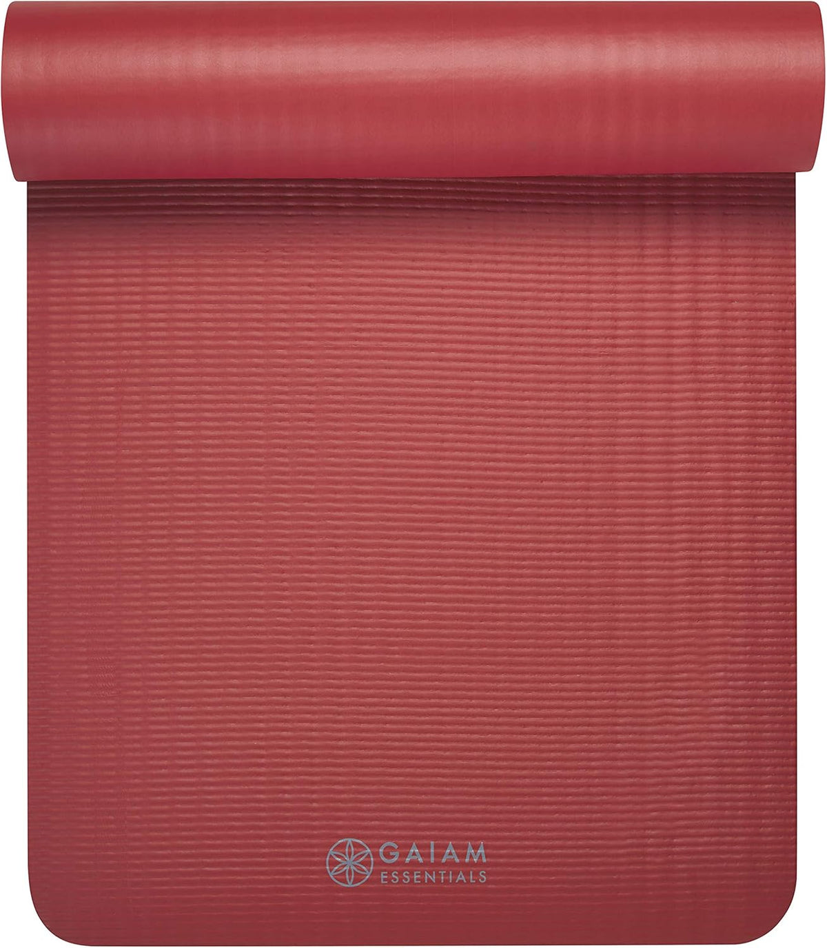 Thick Yoga Mat, Exercise & Fitness Mat with Easy-Cinch Carrying Strap | Non-Slip NBR Foam | Joint Cushioning | Yoga, Pilates, Fitness & Floor Workouts | 72"L x 24"W