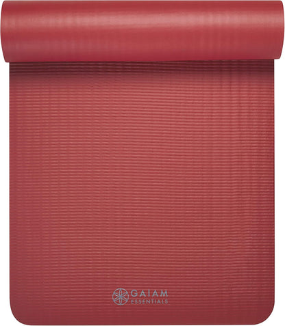 Thick Yoga Mat, Exercise & Fitness Mat with Easy-Cinch Carrying Strap | Non-Slip NBR Foam | Joint Cushioning | Yoga, Pilates, Fitness & Floor Workouts | 72"L x 24"W
