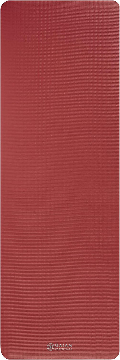 Thick Yoga Mat, Exercise & Fitness Mat with Easy-Cinch Carrying Strap | Non-Slip NBR Foam | Joint Cushioning | Yoga, Pilates, Fitness & Floor Workouts | 72"L x 24"W