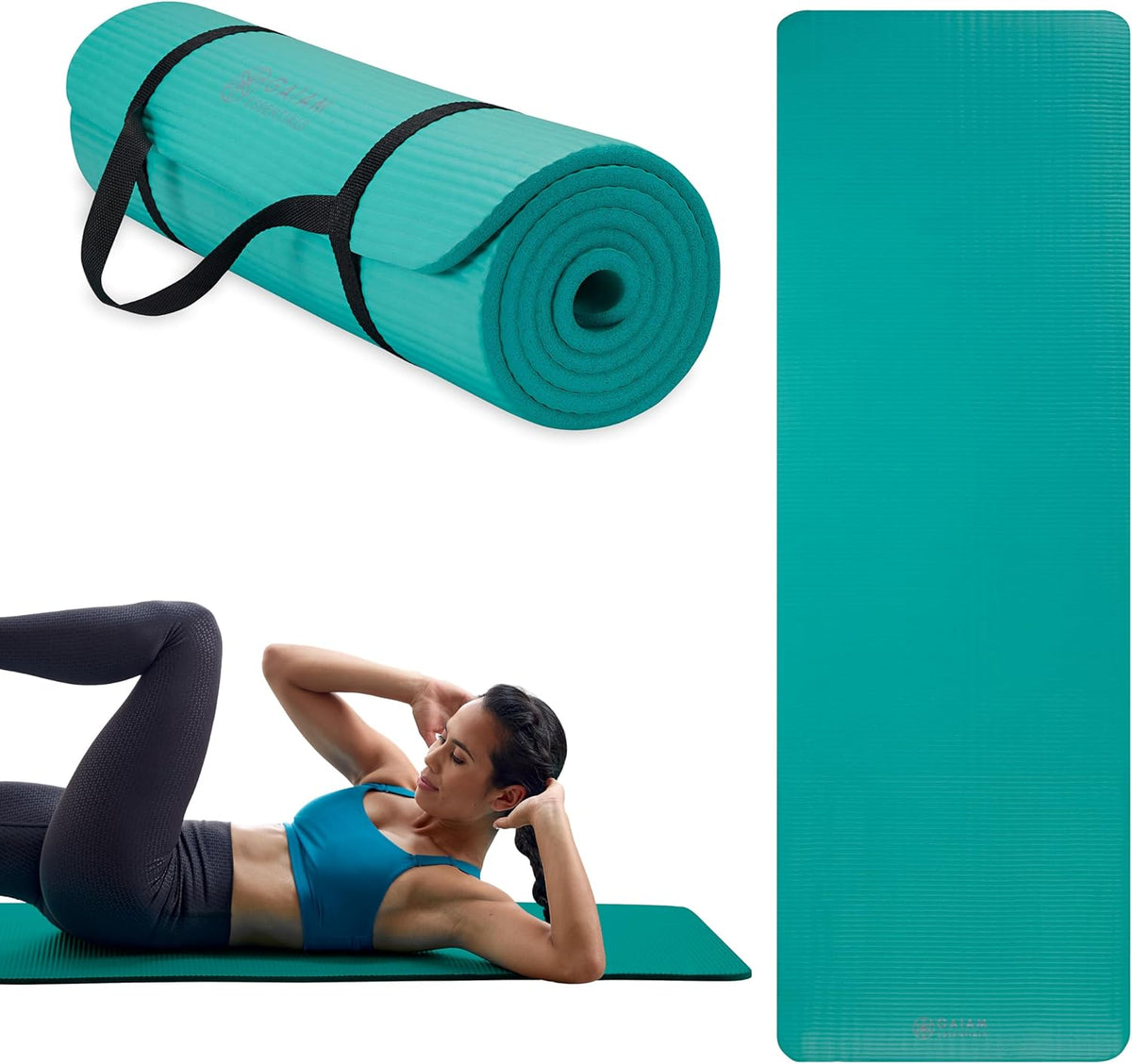 Thick Yoga Mat, Exercise & Fitness Mat with Easy-Cinch Carrying Strap | Non-Slip NBR Foam | Joint Cushioning | Yoga, Pilates, Fitness & Floor Workouts | 72"L x 24"W