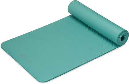Thick Yoga Mat, Exercise & Fitness Mat with Easy-Cinch Carrying Strap | Non-Slip NBR Foam | Joint Cushioning | Yoga, Pilates, Fitness & Floor Workouts | 72"L x 24"W