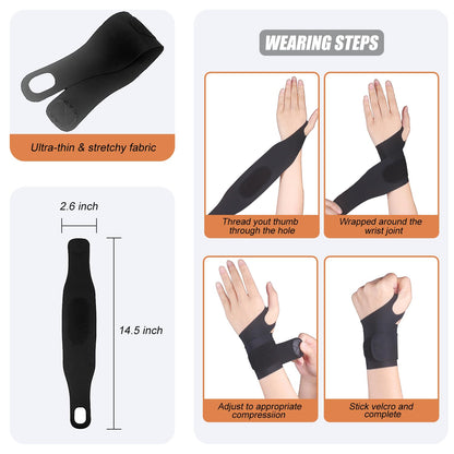2 Pcs Ultra-Thin Wrist Brace Support for Carpal Tunnel, Pain Relief, Arthritis, Tendonitis, Elastic Wrist Wraps Right and Left Hands - Compression and Support for Fitness Enthusiasts (Skin Tone)