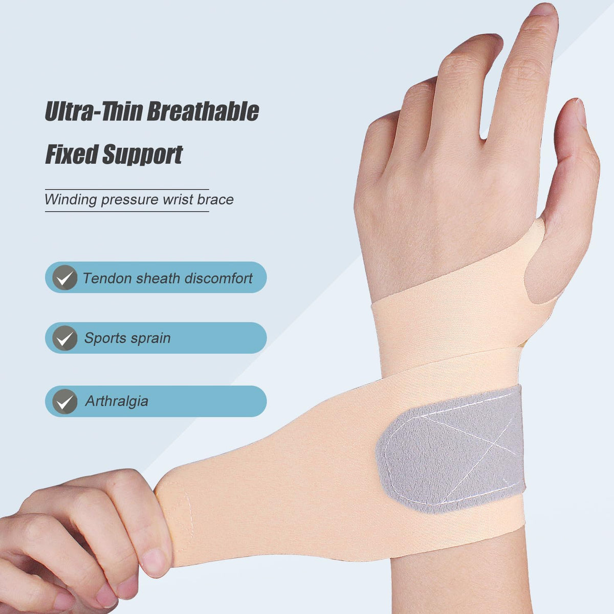 2 Pcs Ultra-Thin Wrist Brace Support for Carpal Tunnel, Pain Relief, Arthritis, Tendonitis, Elastic Wrist Wraps Right and Left Hands - Compression and Support for Fitness Enthusiasts (Skin Tone)