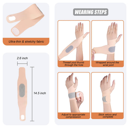 2 Pcs Ultra-Thin Wrist Brace Support for Carpal Tunnel, Pain Relief, Arthritis, Tendonitis, Elastic Wrist Wraps Right and Left Hands - Compression and Support for Fitness Enthusiasts (Skin Tone)