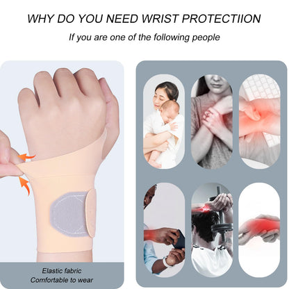 2 Pcs Ultra-Thin Wrist Brace Support for Carpal Tunnel, Pain Relief, Arthritis, Tendonitis, Elastic Wrist Wraps Right and Left Hands - Compression and Support for Fitness Enthusiasts (Skin Tone)