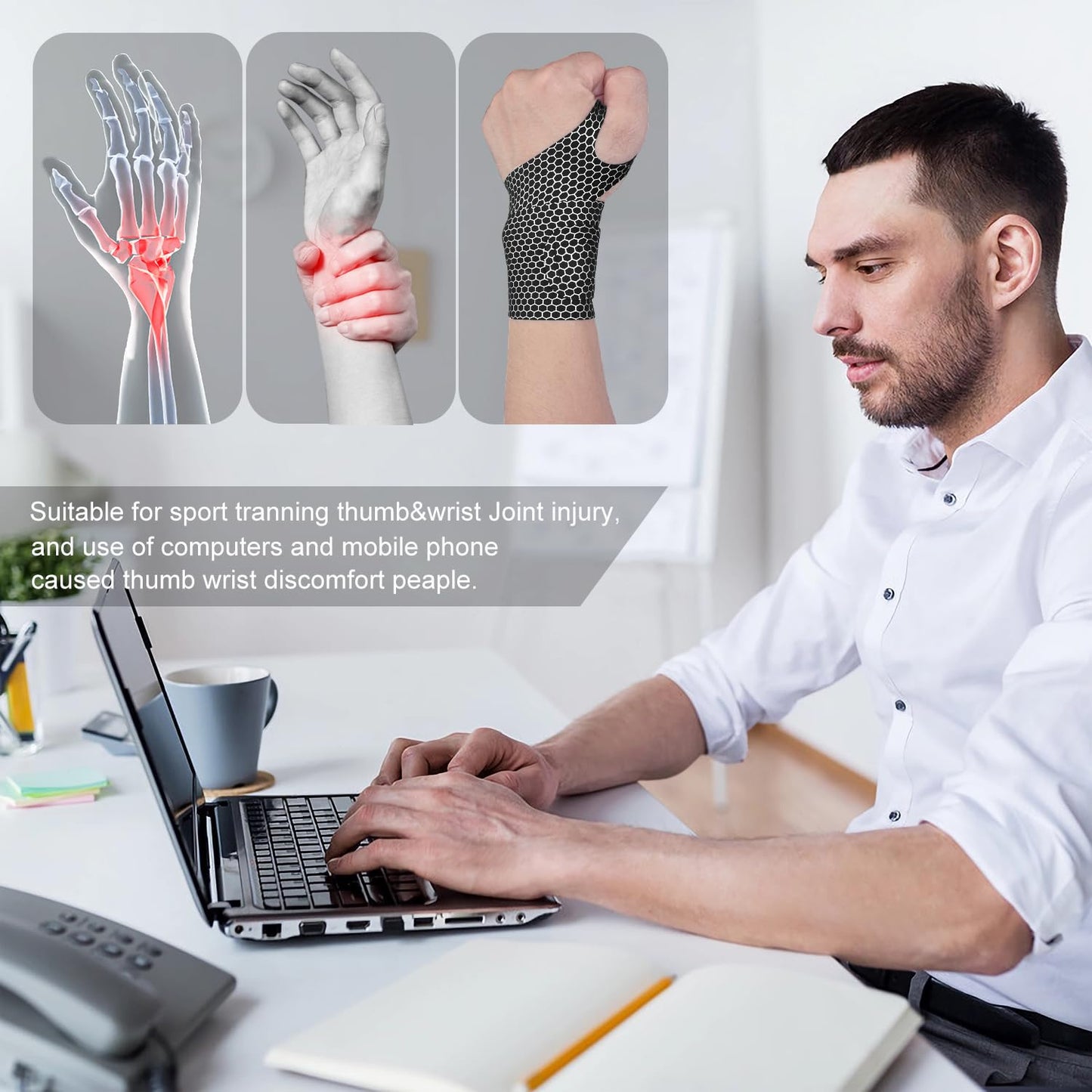 2 Pcs Ultra-Thin Wrist Brace Support for Carpal Tunnel, Pain Relief, Arthritis, Tendonitis, Elastic Wrist Wraps Right and Left Hands - Compression and Support for Fitness Enthusiasts (Skin Tone)