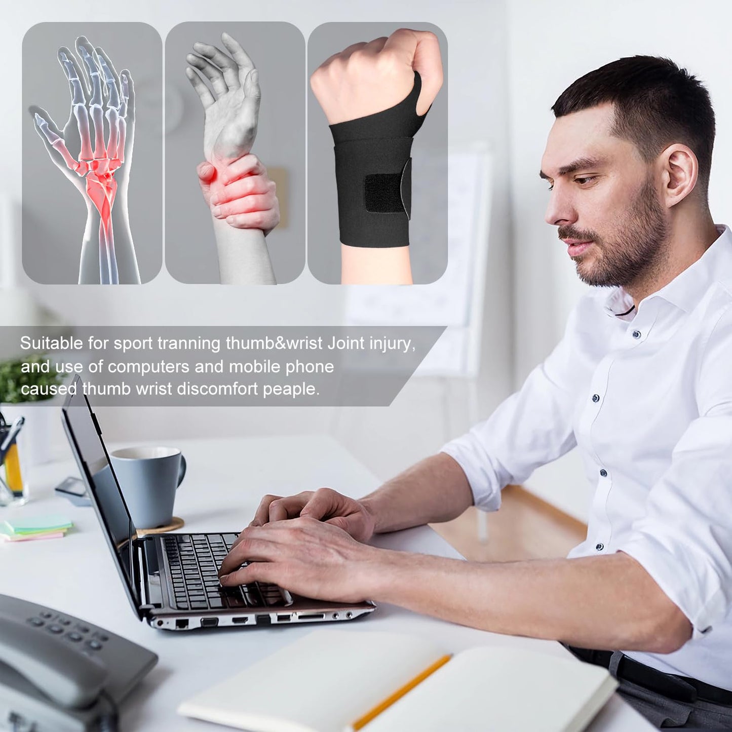2 Pcs Ultra-Thin Wrist Brace Support for Carpal Tunnel, Pain Relief, Arthritis, Tendonitis, Elastic Wrist Wraps Right and Left Hands - Compression and Support for Fitness Enthusiasts (Skin Tone)