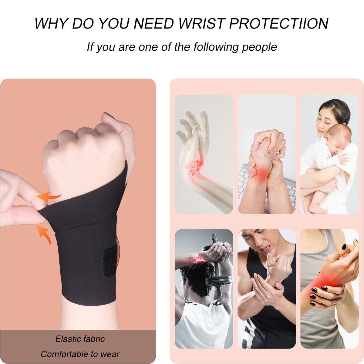 2 Pcs Ultra-Thin Wrist Brace Support for Carpal Tunnel, Pain Relief, Arthritis, Tendonitis, Elastic Wrist Wraps Right and Left Hands - Compression and Support for Fitness Enthusiasts (Skin Tone)
