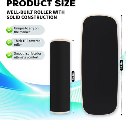 Wooden Balance Board for Adults, 350lbs Capacity Surf Balance Trainer with Anti-Slip Surface, Skateboard Snowboard Training Equipment for Core Strength & Balance Control