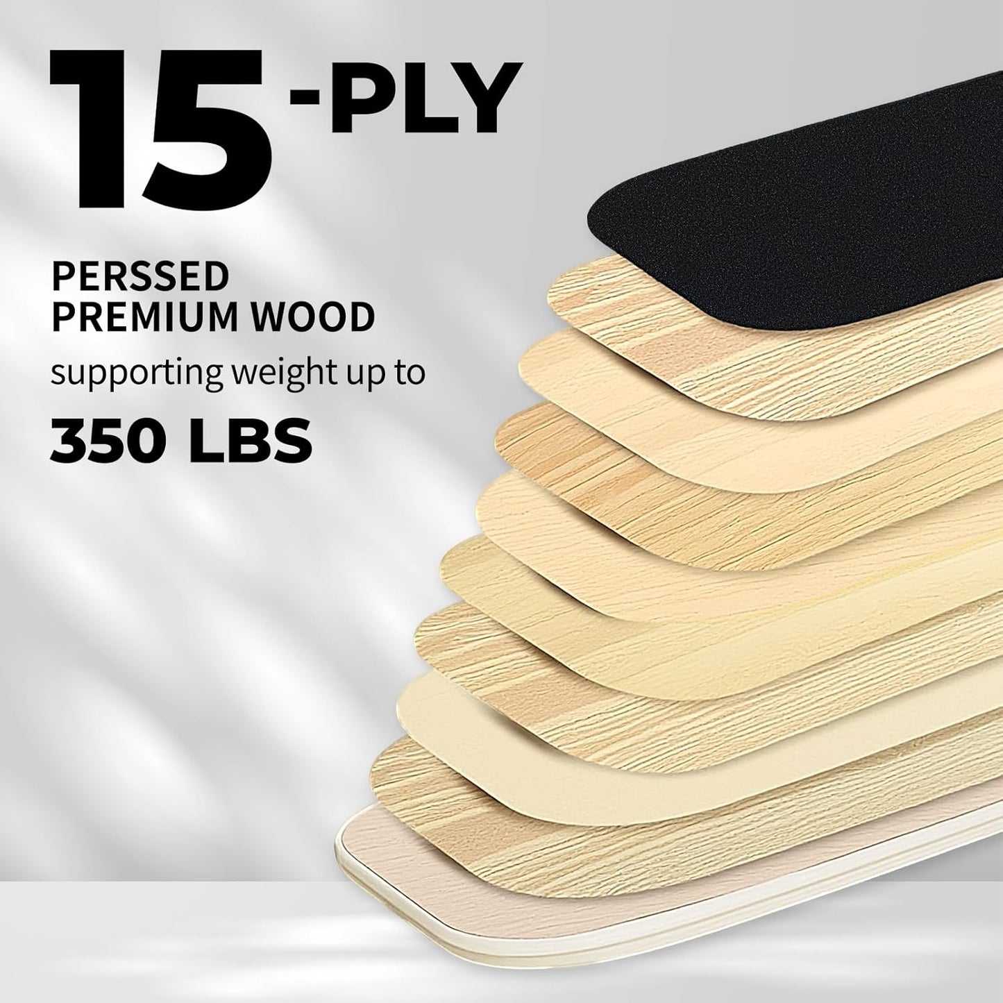 Wooden Balance Board for Adults, 350lbs Capacity Surf Balance Trainer with Anti-Slip Surface, Skateboard Snowboard Training Equipment for Core Strength & Balance Control