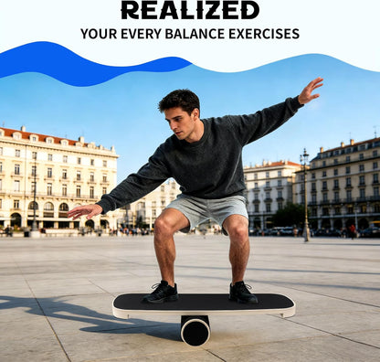 Wooden Balance Board for Adults, 350lbs Capacity Surf Balance Trainer with Anti-Slip Surface, Skateboard Snowboard Training Equipment for Core Strength & Balance Control
