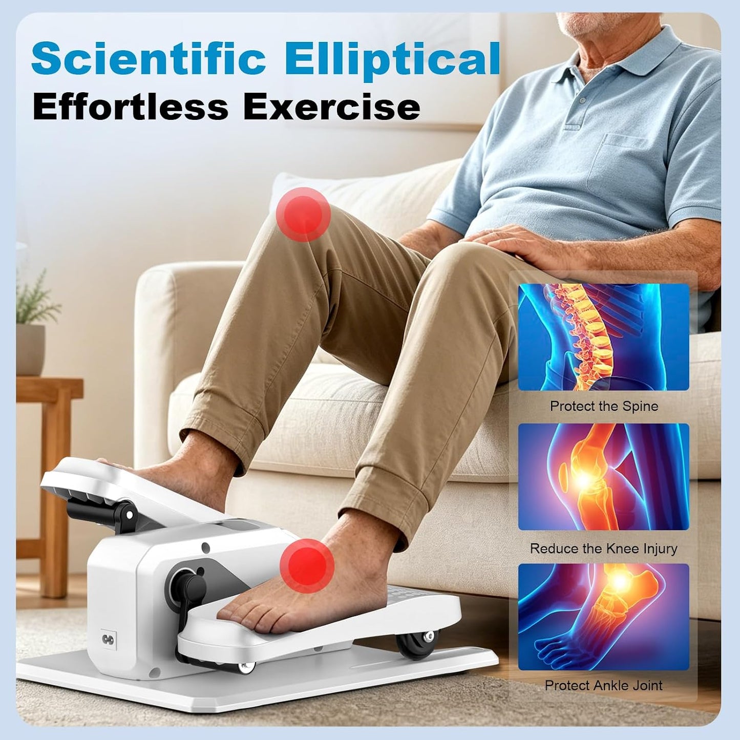 Under Desk Elliptical Machine, Electric Elliptical as Seen on TV for Seniors Adults with 15 Adjustable Speed, Quiet & Portable Electric Seated Pedal Exerciser for Home Office