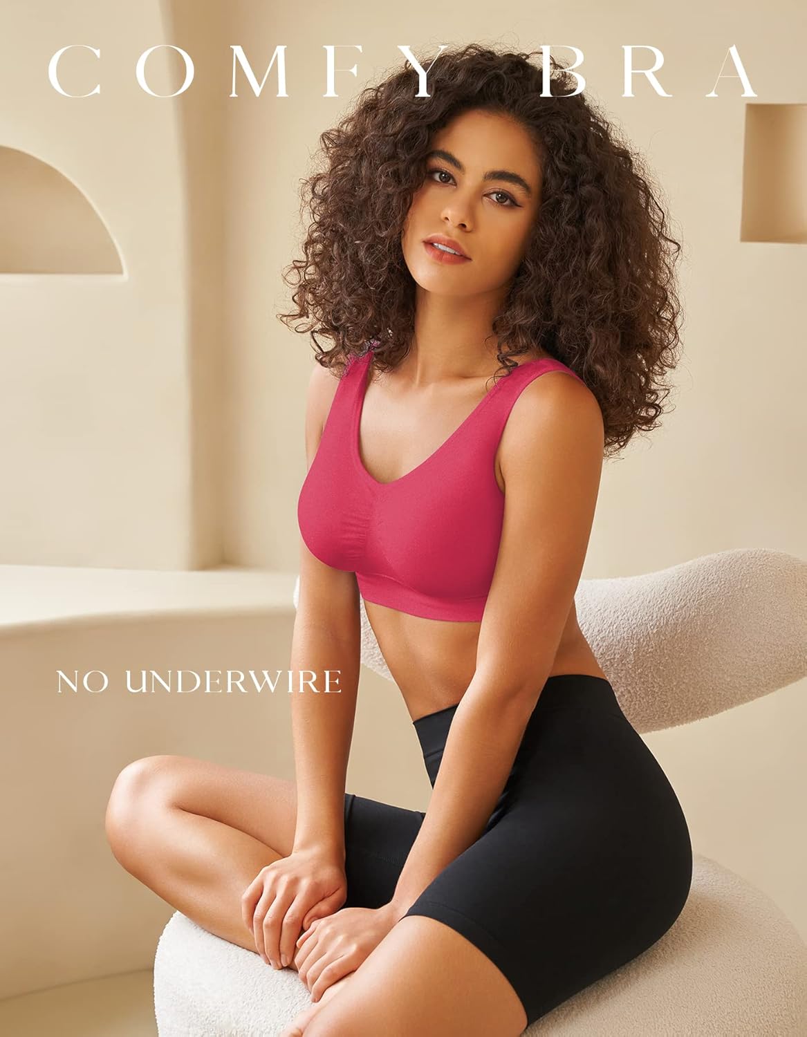 Womens Sports Bras, Yoga Comfort Seamless Stretchy Sports Bra for Women 3 Pack