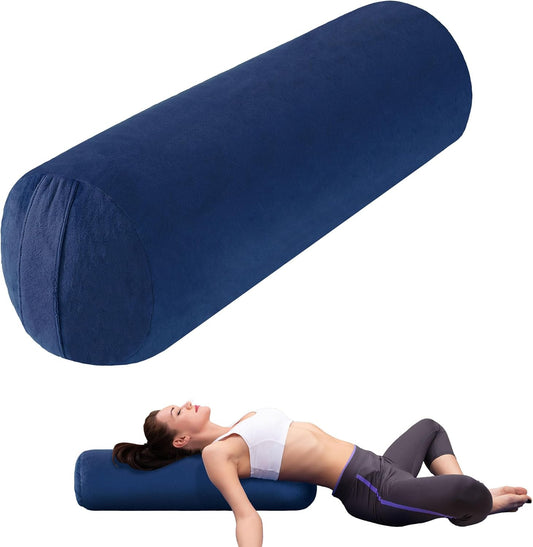 Round Yoga Pillow, Cylindrical Yoga Bolster Pillow with Washable Cover, Meditation Cushion Body Cushion for Practice, Restorative, Meditation