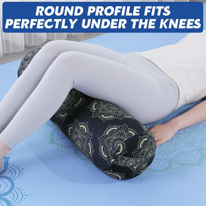 Round Yoga Pillow, Cylindrical Yoga Bolster Pillow with Washable Cover, Meditation Cushion Body Cushion for Practice, Restorative, Meditation