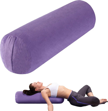 Round Yoga Pillow, Cylindrical Yoga Bolster Pillow with Washable Cover, Meditation Cushion Body Cushion for Practice, Restorative, Meditation