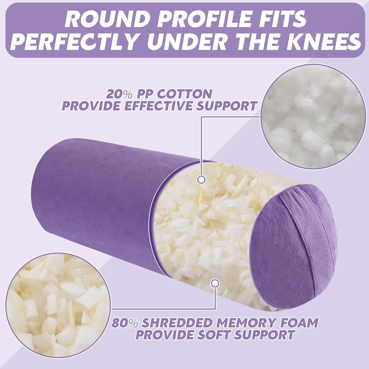Round Yoga Pillow, Cylindrical Yoga Bolster Pillow with Washable Cover, Meditation Cushion Body Cushion for Practice, Restorative, Meditation