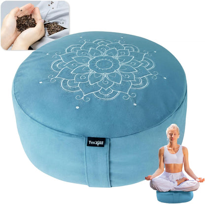 Meditation Cushion, Floor Pillow Foam Zafu Buckwheat, Mandala Pattern Yoga Meditation Bolster Pillows, Floor Cushions