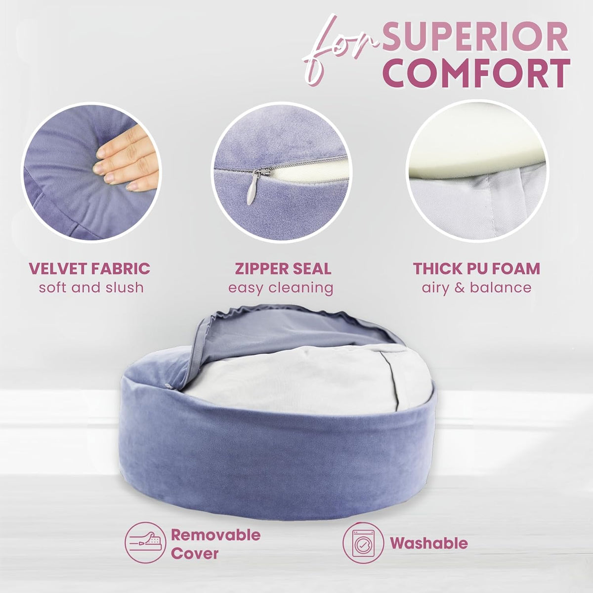 Meditation Cushion, Floor Pillow Foam Zafu Buckwheat, Mandala Pattern Yoga Meditation Bolster Pillows, Floor Cushions
