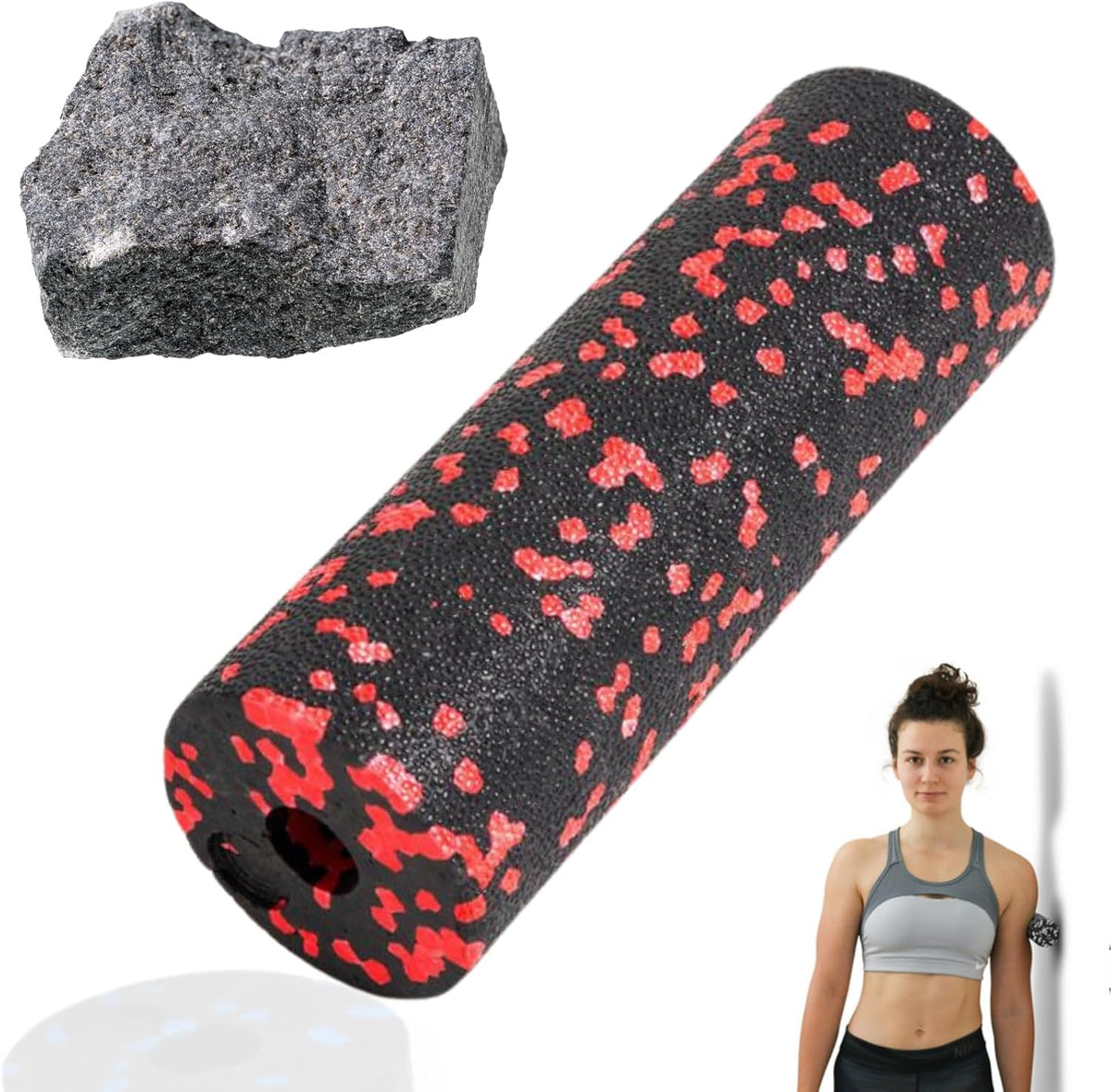 Mini Massage Foam Roller High Density - 100% Recycled Non-Toxic Material - Portable Pocket-Sized for Travel - Foot Arch,Legs & Arms Pain Target - Waterproof and Durable 15x6cm(Black)