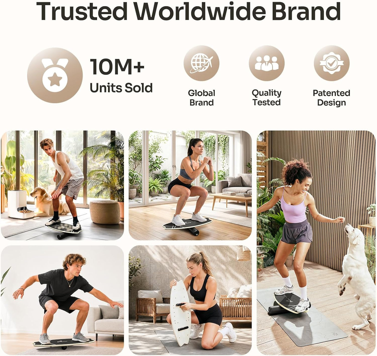 Balance Board - 7 Modes Wobble Board with Adjustable Stoppers - Exercise Balancing Stability Trainer for Improve Balance, Surf Trainer & Physical Therapy - Roller and 2.8'' Ball Included