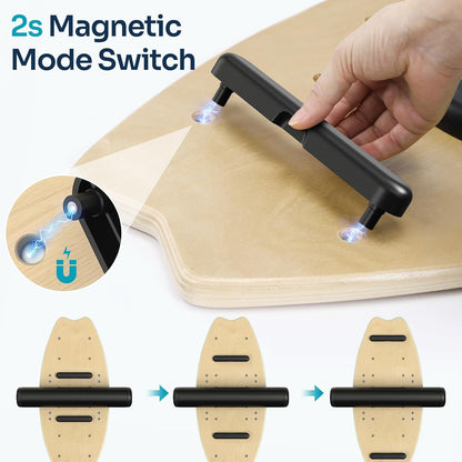 Balance Board - 7 Modes Wobble Board with Adjustable Stoppers - Exercise Balancing Stability Trainer for Improve Balance, Surf Trainer & Physical Therapy - Roller and 2.8'' Ball Included