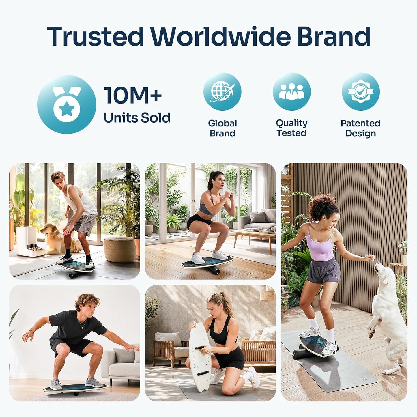 Balance Board - 7 Modes Wobble Board with Adjustable Stoppers - Exercise Balancing Stability Trainer for Improve Balance, Surf Trainer & Physical Therapy - Roller and 2.8'' Ball Included