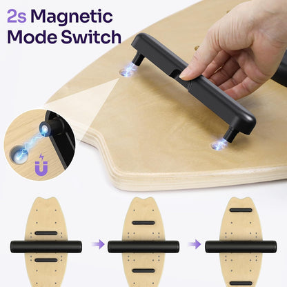 Balance Board - 7 Modes Wobble Board with Adjustable Stoppers - Exercise Balancing Stability Trainer for Improve Balance, Surf Trainer & Physical Therapy - Roller and 2.8'' Ball Included
