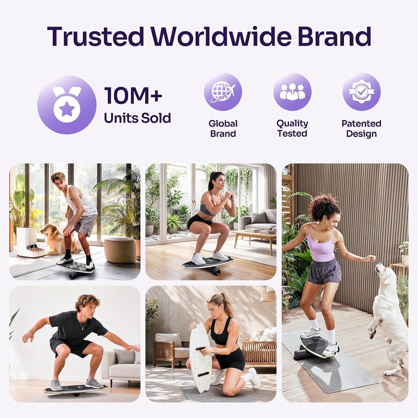 Balance Board - 7 Modes Wobble Board with Adjustable Stoppers - Exercise Balancing Stability Trainer for Improve Balance, Surf Trainer & Physical Therapy - Roller and 2.8'' Ball Included