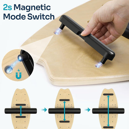 Balance Board - 7 Modes Wobble Board with Adjustable Stoppers - Exercise Balancing Stability Trainer for Improve Balance, Surf Trainer & Physical Therapy - Roller and 2.8'' Ball Included
