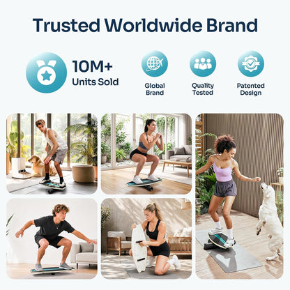 Balance Board - 7 Modes Wobble Board with Adjustable Stoppers - Exercise Balancing Stability Trainer for Improve Balance, Surf Trainer & Physical Therapy - Roller and 2.8'' Ball Included