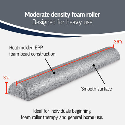 Silver AXIS Foam Roller - Moderate Density, Eco-Friendly, Durable Foam Roller for Physical Therapy and Exercise, Deep Tissue Muscle Relief, and Workout Recovery (36-Inch Round)