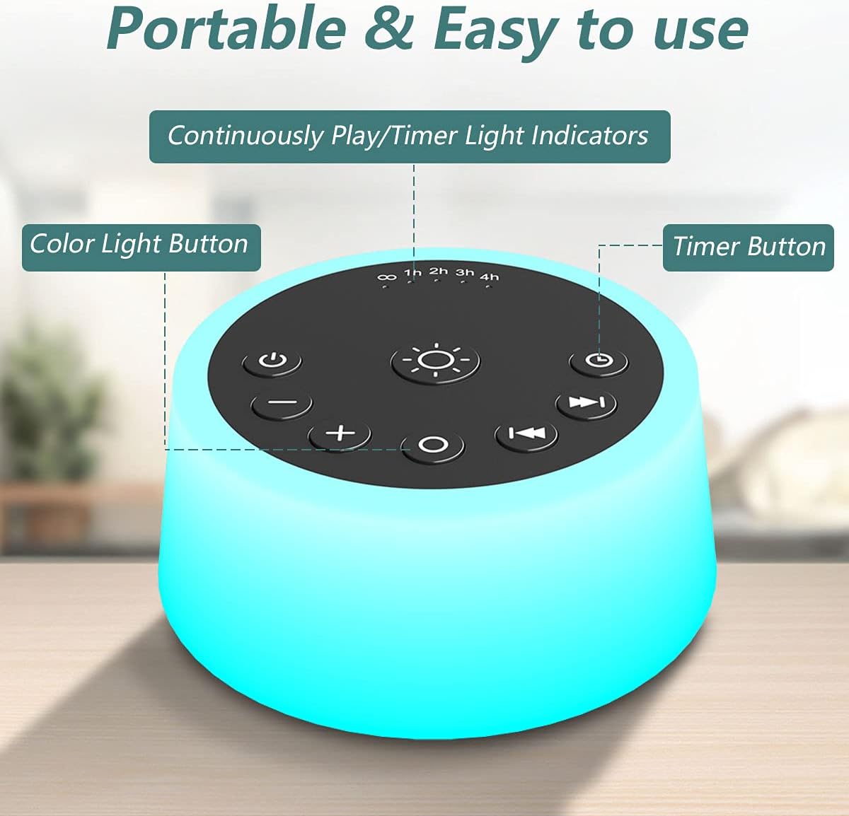 Sound Machines with 10 Colors Night Light 25 Soothing Sounds and Sleep White Noise Machine 32 Volume Levels 5 Timers Adjustable Brightness Memory Function for Adults Kids Baby